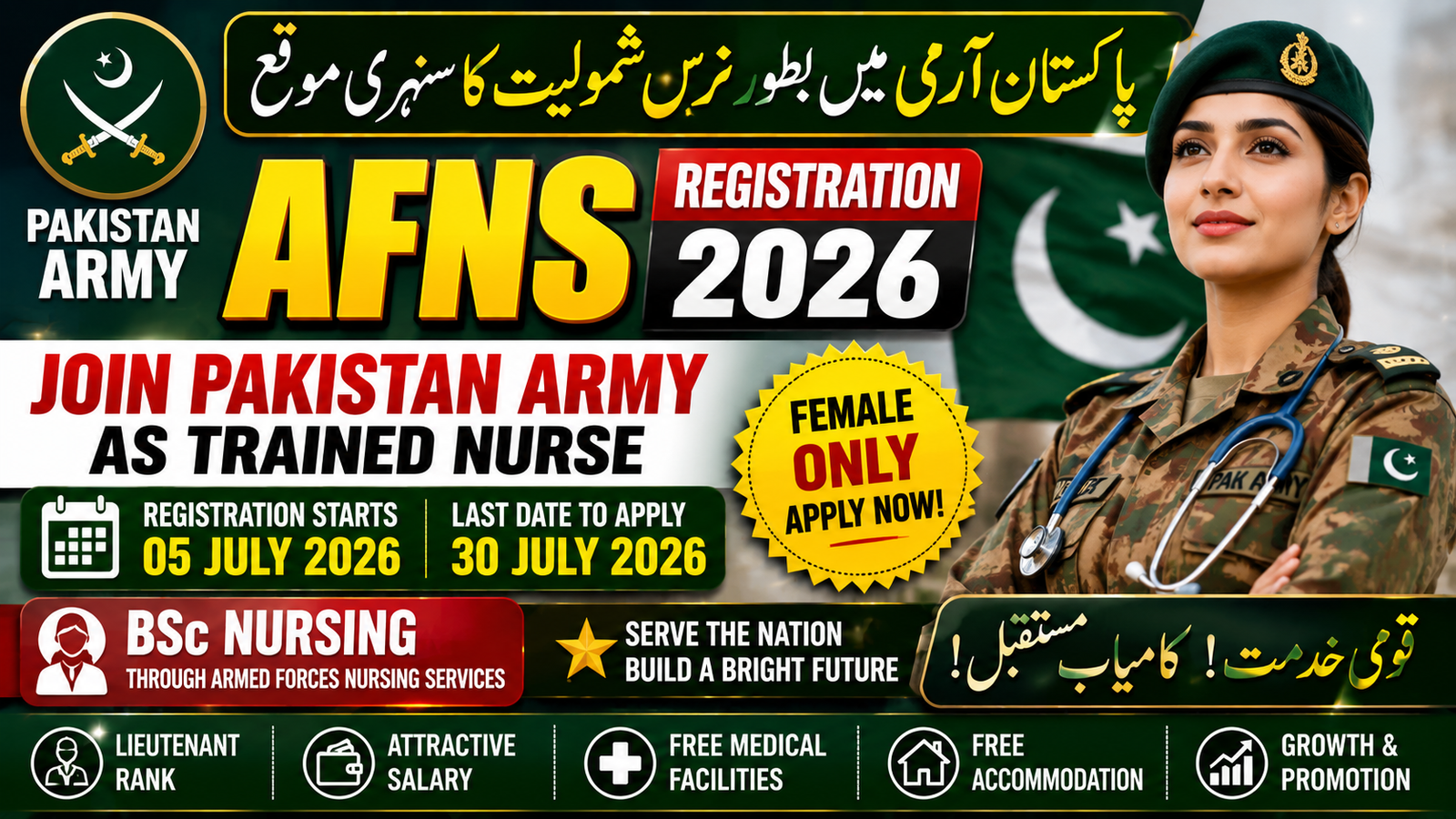 AFNS Registration 2026 Apply Online – Join Pakistan Army as Trained Nurse via www.joinpakarmy.gov.pk