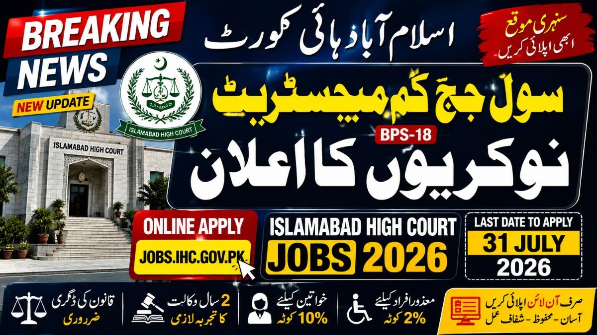 Islamabad High Court Jobs 2026 Online Apply – Civil Judge (BPS-18) | jobs.ihc.gov.pk